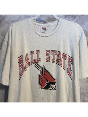 Vintage Ball State University T Shirt Mens XL White College House